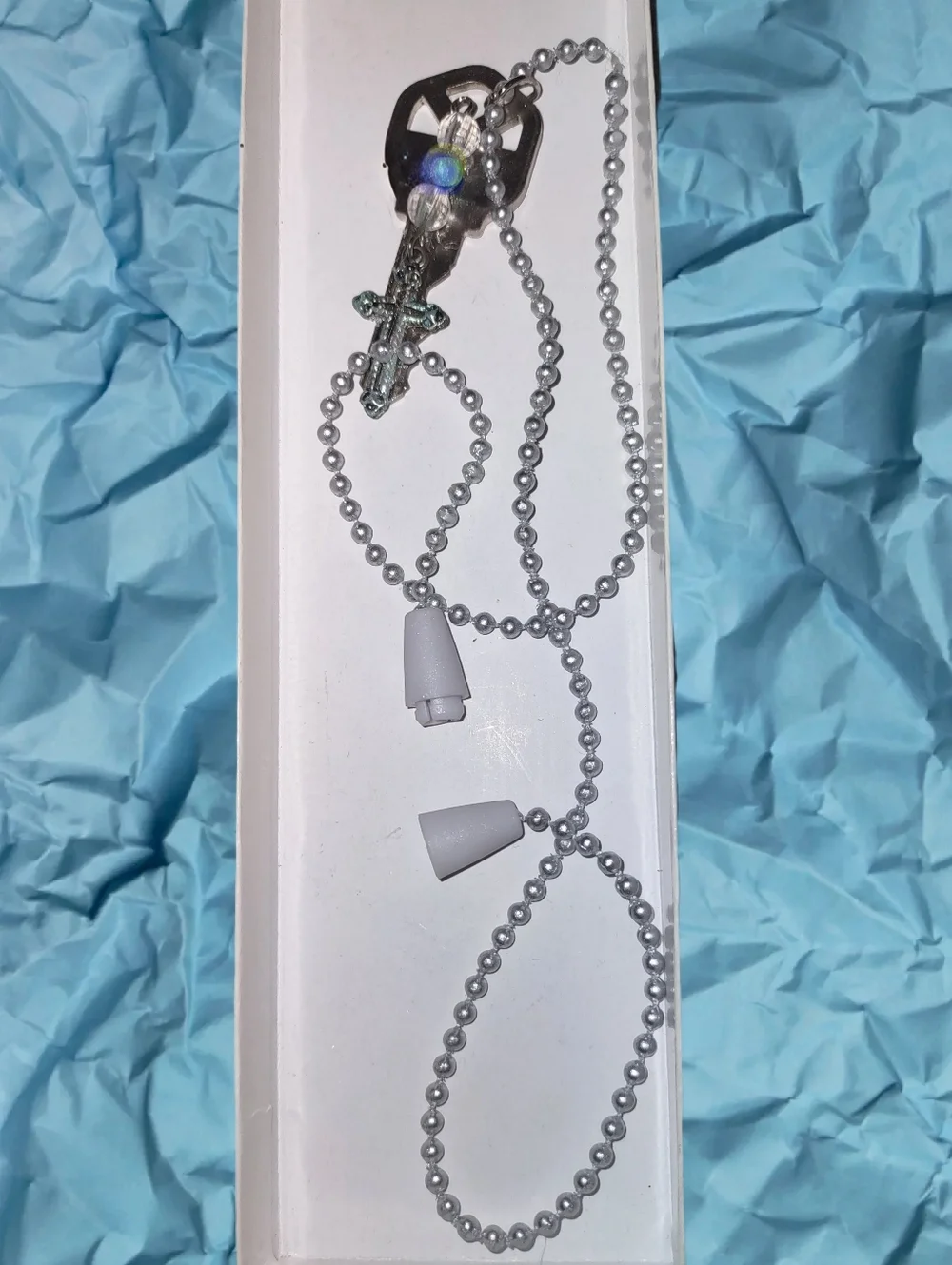 Kid's Key Necklace with Beads & Cross Embellishments - Picture 4 of 13